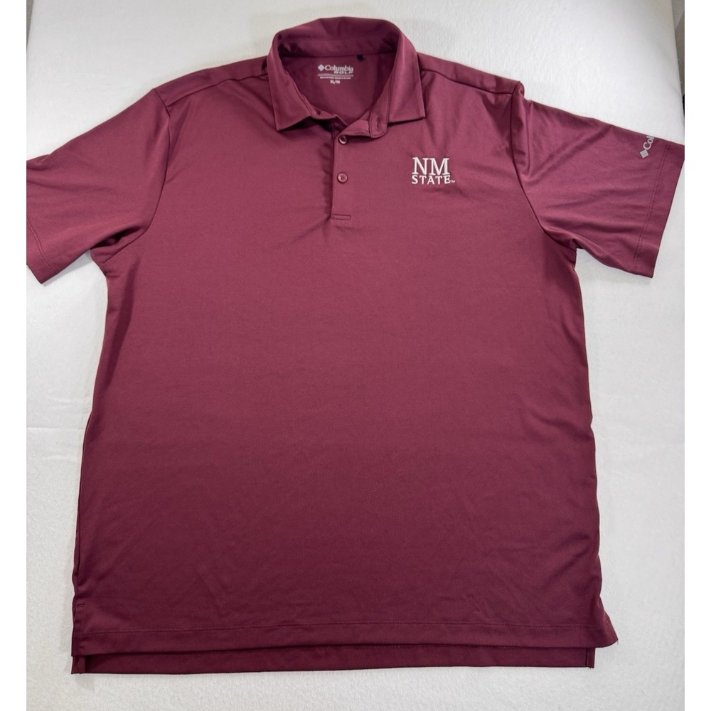 Columbia Golf Onmi Wick Mens Polo Shirt XL Maroon "NM State" Embroidered EUC